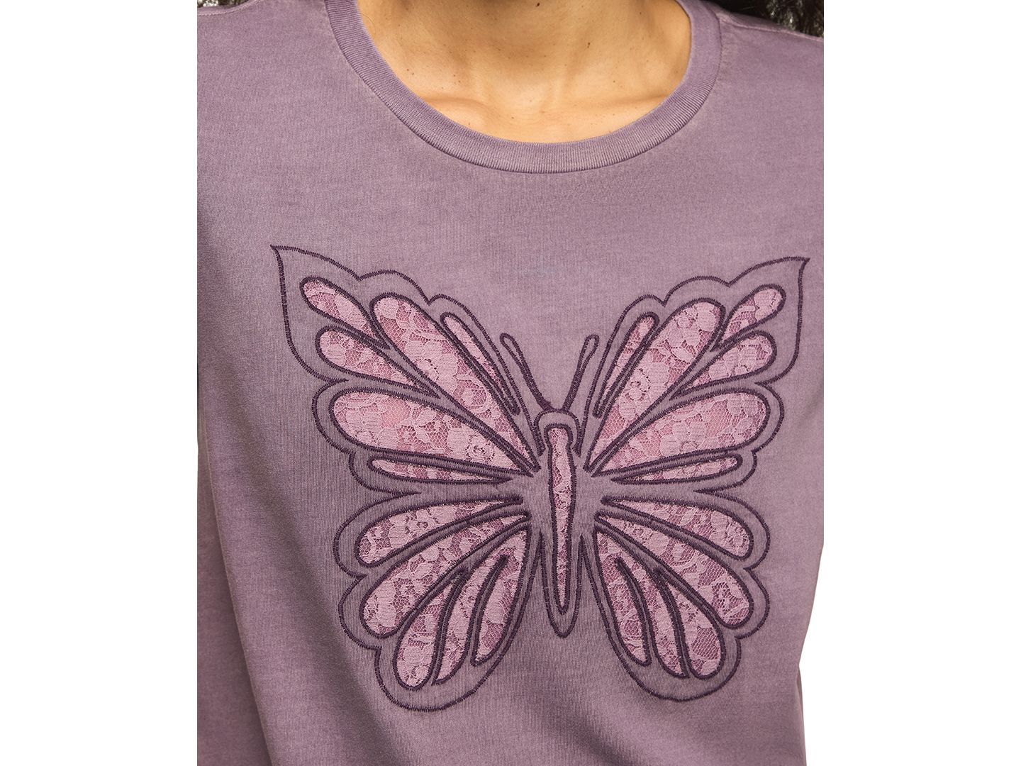 Женская футболка Lucky Brand Lace Butterfly Print Short-Sleeve, цвет: Rhapsody — фото 3