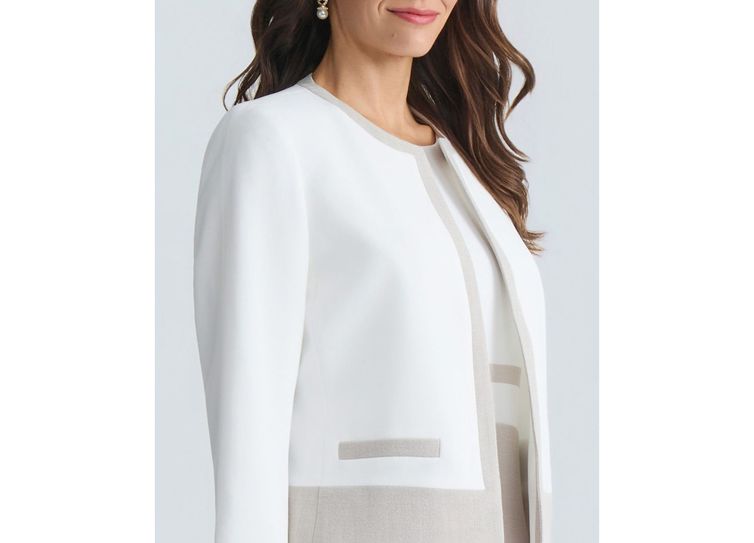 Women's 3/4-Sleeve Open-Front Color Block Blazer, Regular & Petite