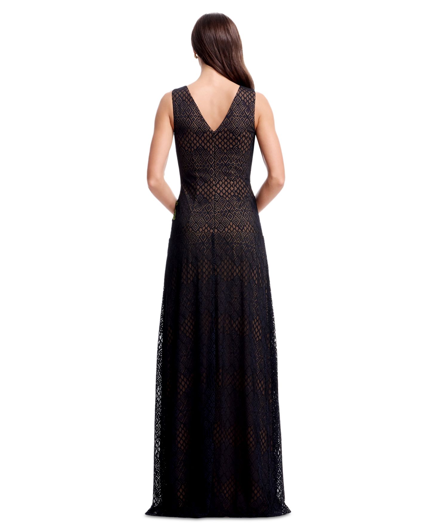 Женское платье Dress the Population Floral Applique Detail Sleeveless Gown, цвет: Чёрный разноцветный — фото 5