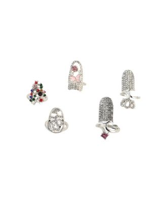 Women's The Regal-Papillon Nail Rings - Metallic Silver Set Of 5