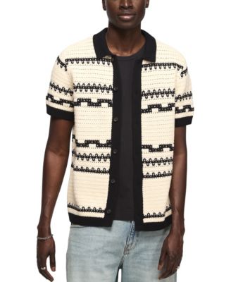 Men's Southwest Crotchet Short-Sleeve Sweater