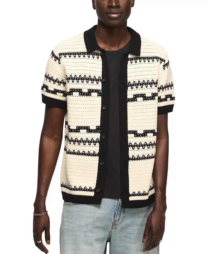 Men's Southwest Crotchet Short-Sleeve Sweater