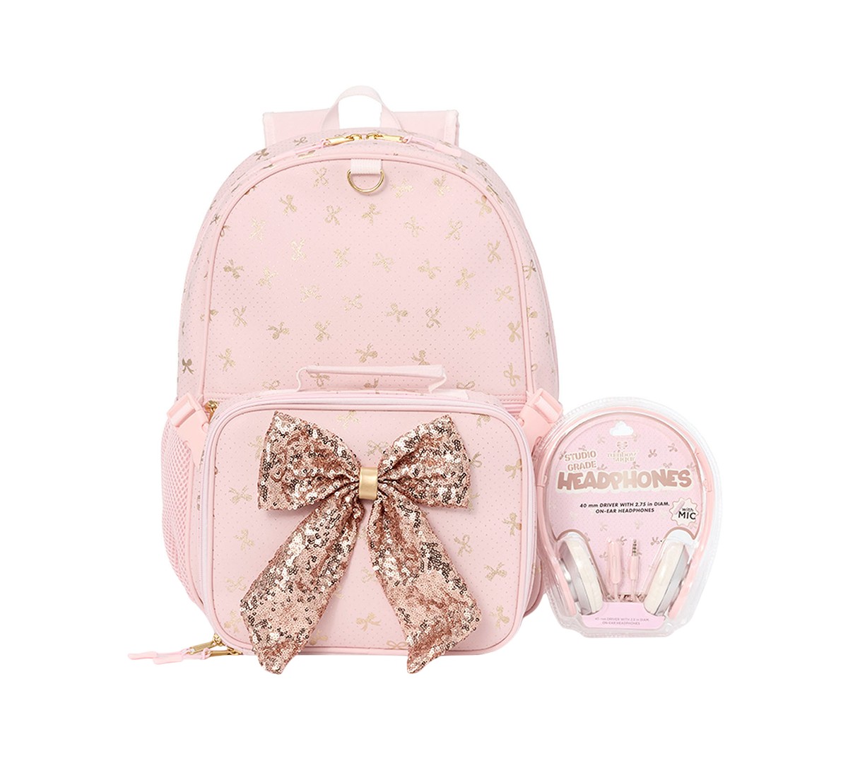 Детские Rainbow Sugar Girls' Bow Lunch Box, Backpack with Matching Headphone, 3-Piece Set — фото 1