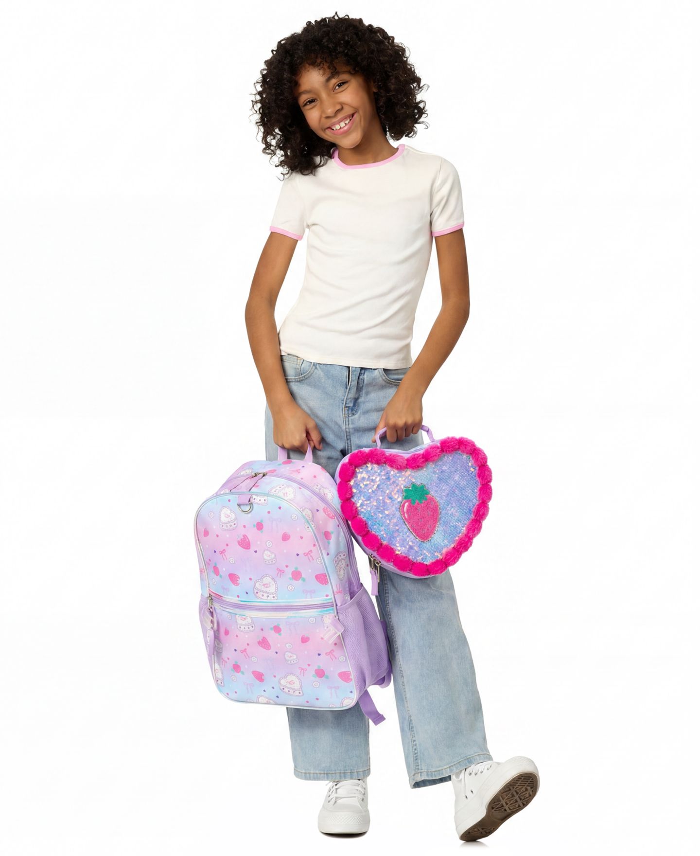 Сумки Rainbow Sugar Backpack, Calculator Charm and Lunch Bag, 3-Piece Set для девочек, цвет: Фиолетовый / Разноцветный — фото 5