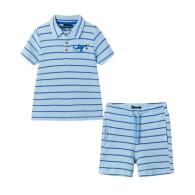 Andy Evan Toddler Boys Waffle Polo Set - Blue shark 44$