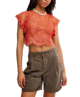 Women's Lunar Ash Boat Neck Lace Top