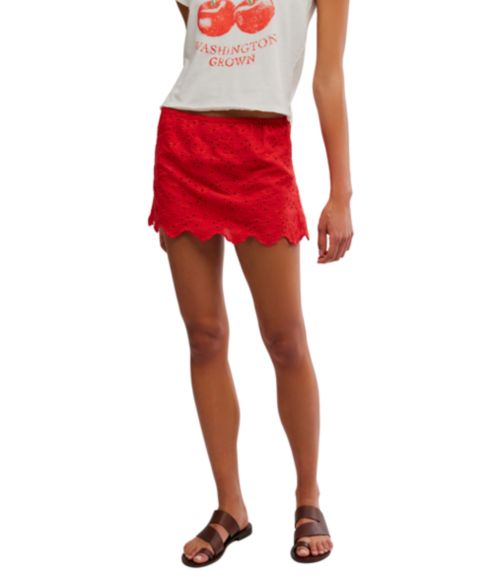 Женская юбка-шорты Free People Cotton Eyes On You Skort, цвет: Красный
