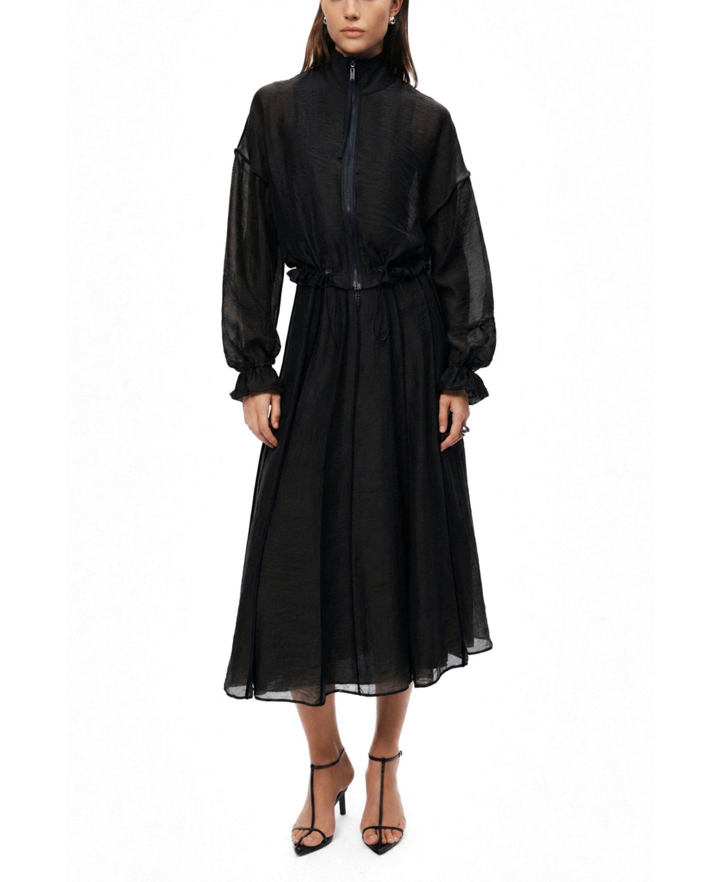 Женская юбка NOCTURNE Sheer Pleated Midi, цвет: Чёрный — фото 3
