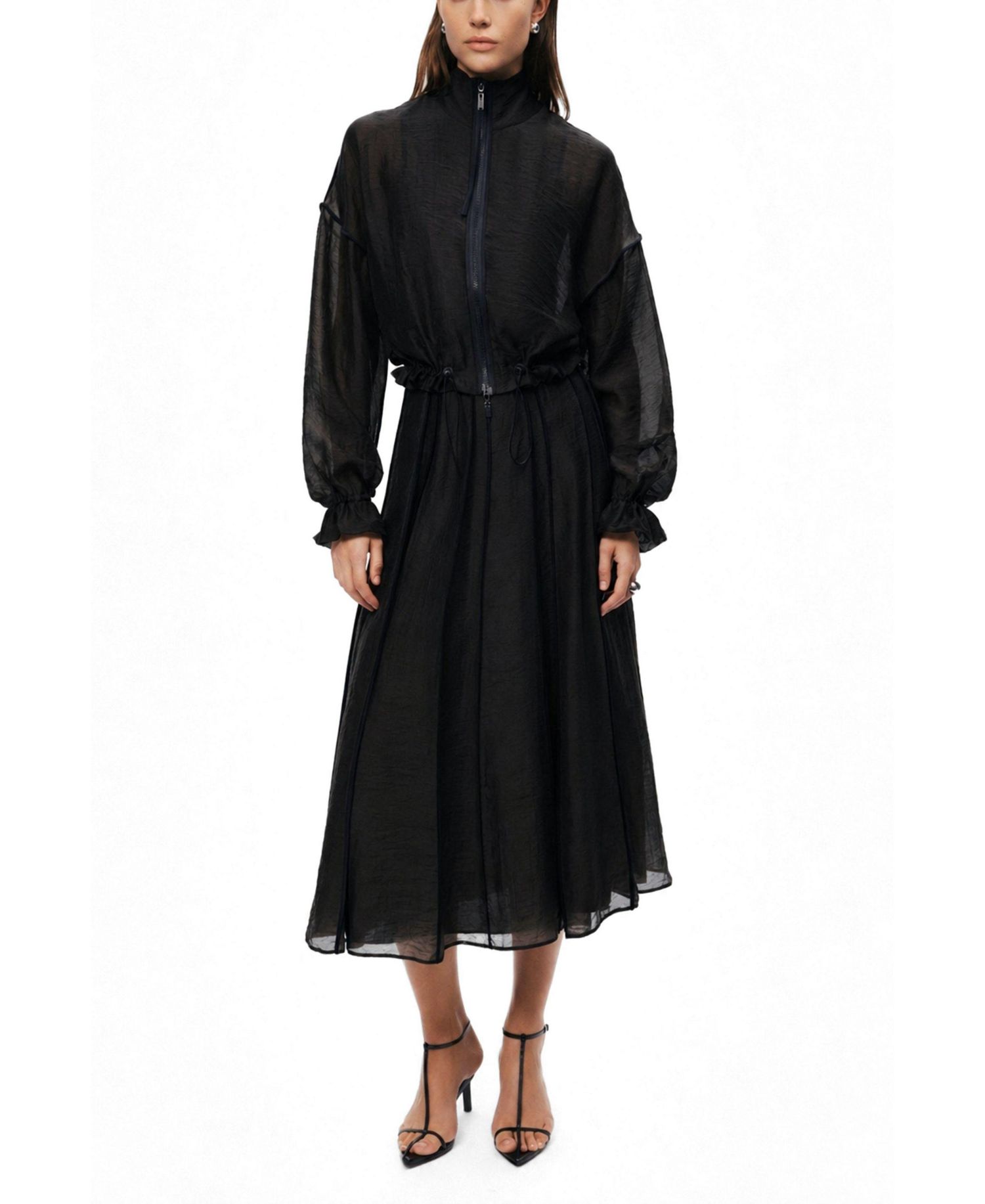 Women's Sheer Pleated Midi Skirt