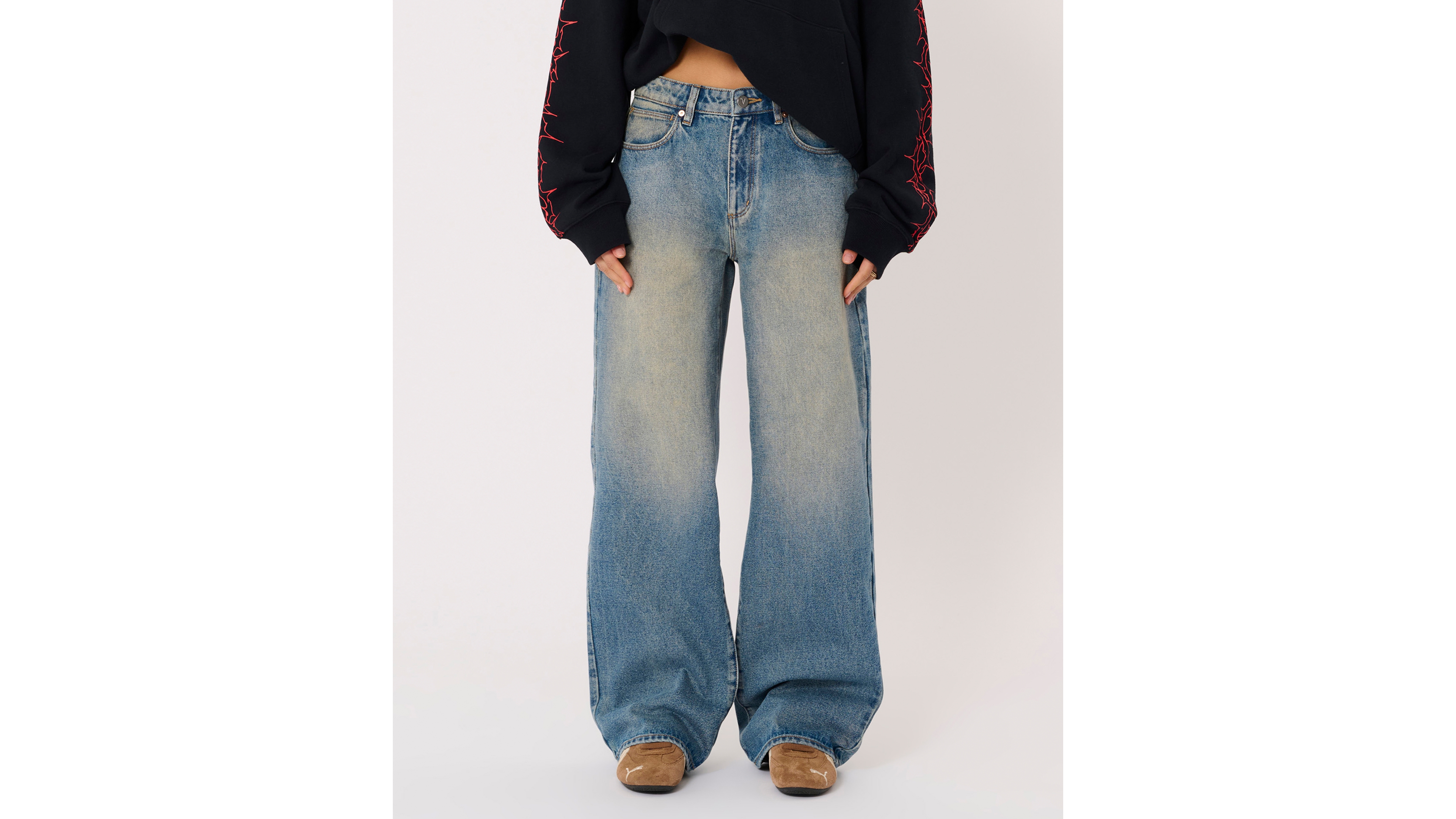 Abrand Women's 99 Kit Baggy-Fit Wide-Leg Jeans