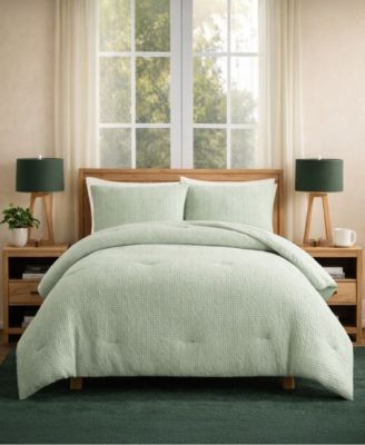 Stone Washed Cotton Waffle 3-Piece Comforter Set, Full/Queen