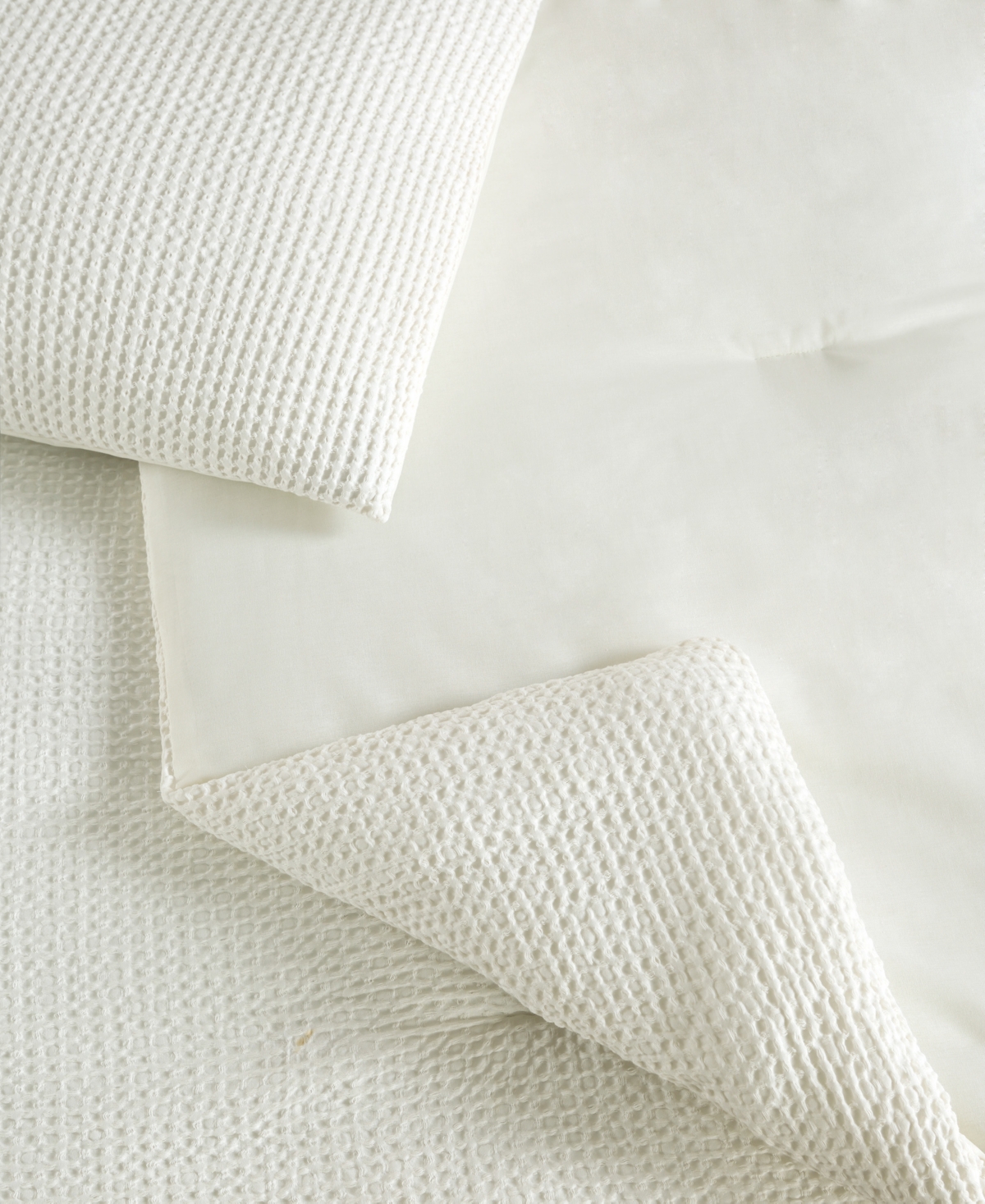 Laundry Stone Washed Cotton Waffle 3-Piece Comforter Set