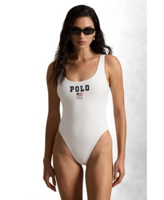 Women's White Scoop Tank One-Piece Swimsuit