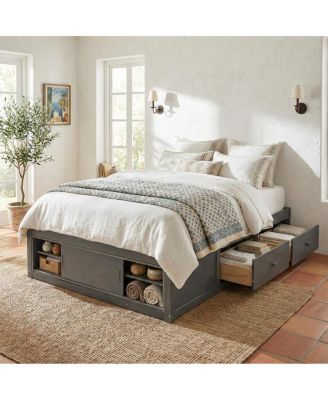 Queen Platform Bed w/ 4 Drawers, Footboard Storage, No Headboard