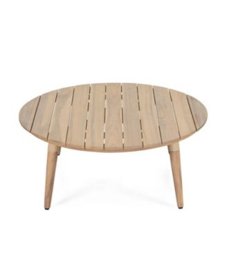Verona Outdoor Round Acacia Wood Coffee Table Natural Finish