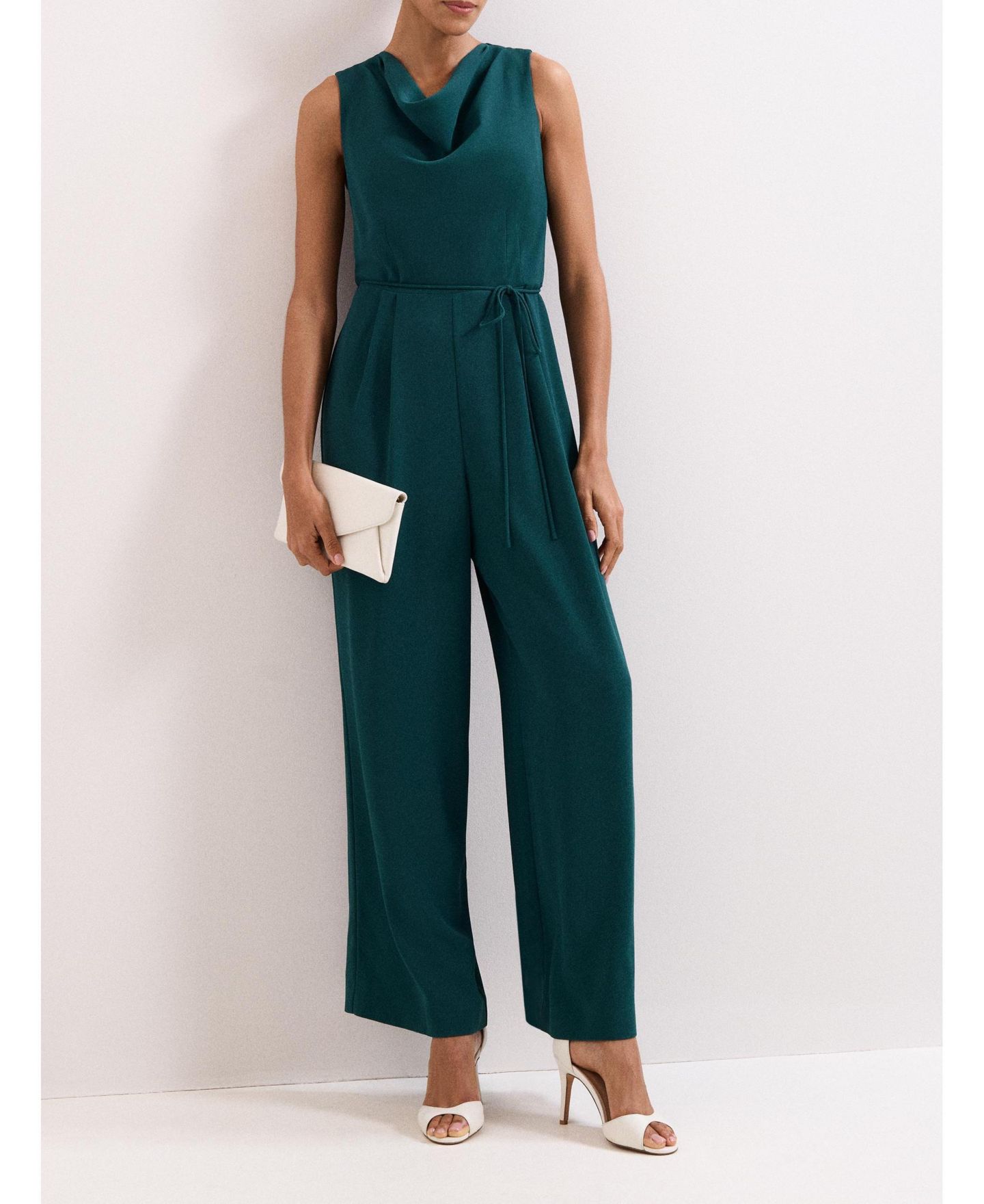 Женский комбинезон Phase Eight Monique Cowl Neck Wide Leg Jumpsuit, цвет: Зелёный — фото 7
