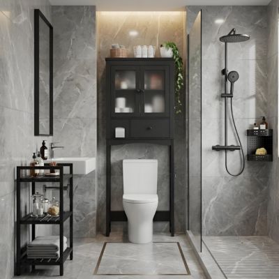 Vintage Bathroom Shelf Over Toilet, Toilet Storage Rack with MDF Board and Steel Frame, Multi-Tier Space Saver Organizer for Bathroom