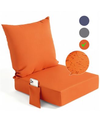 24x24 Patio Chair Cushion Set with Back Pillow and Phone Pocket