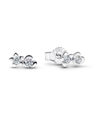 Talisman Sterling Silver Lab-Grown Diamond Heart Star Stud Earrings
