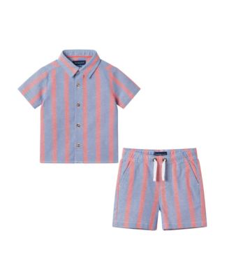 Baby Boys Orange Striped Airy Oxford Set