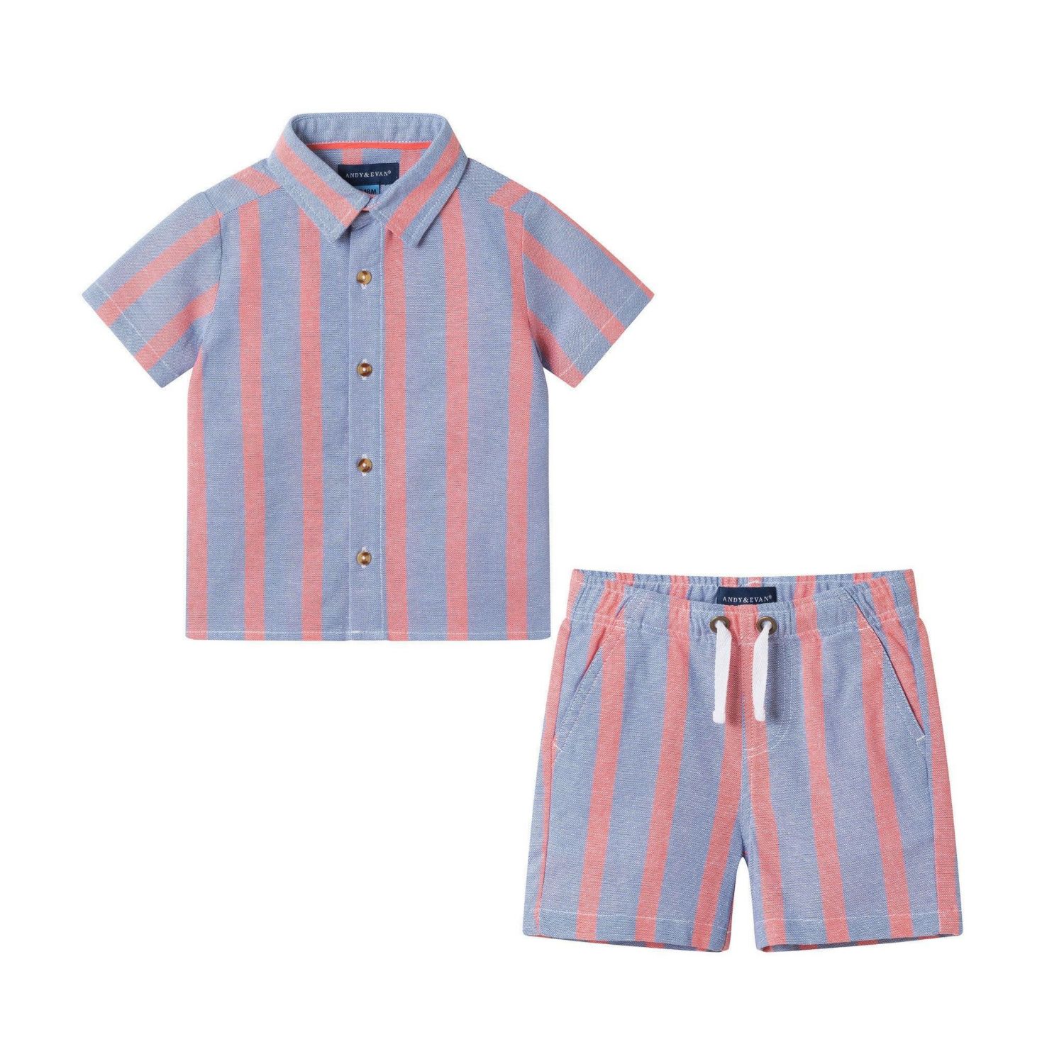 Baby Boys Orange Striped Airy Oxford Set