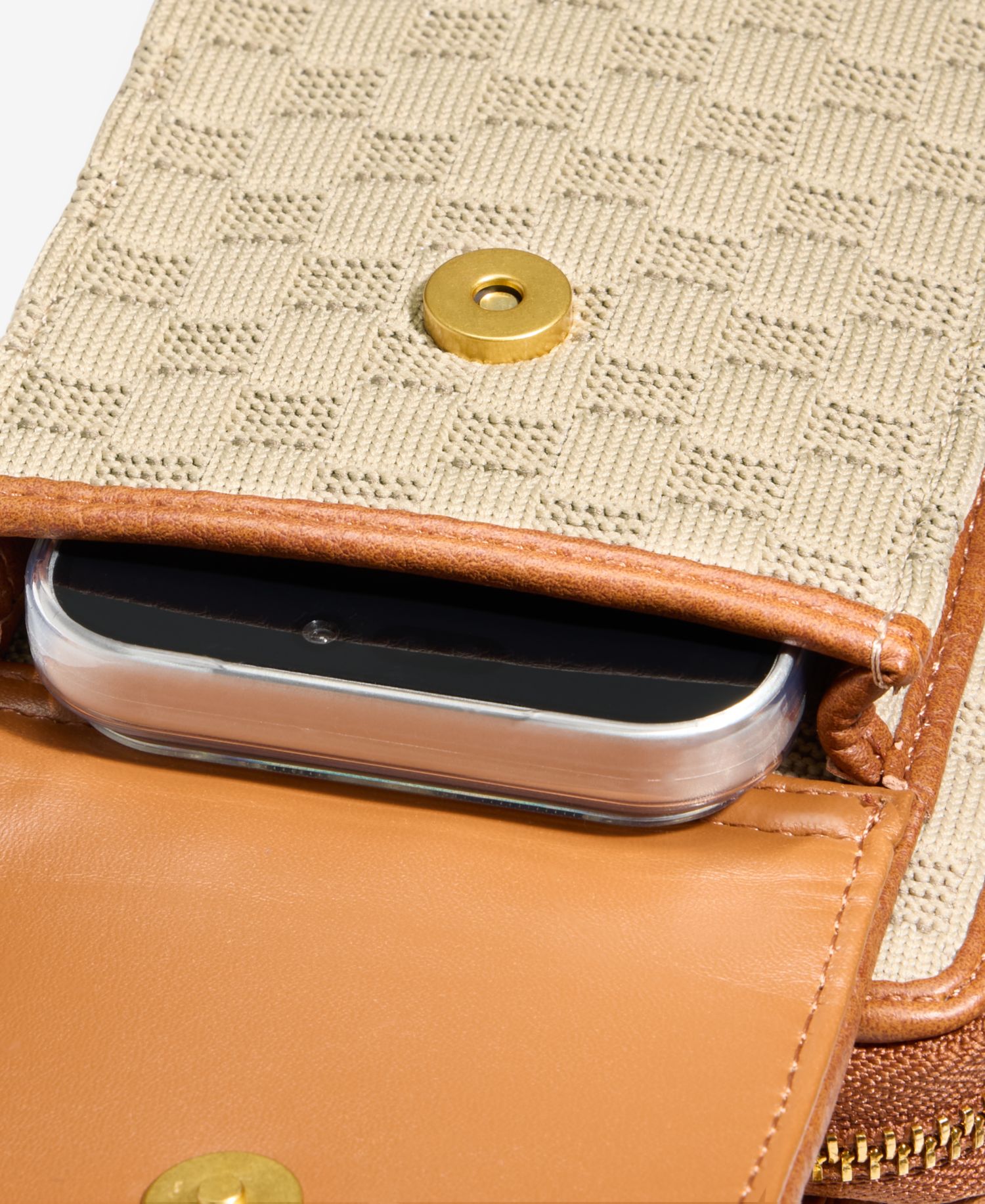 Checkered Soft Knit Phone Crossbody