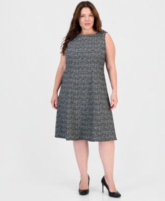 Plus Size Sleeveless Tweed A-Line Dress
