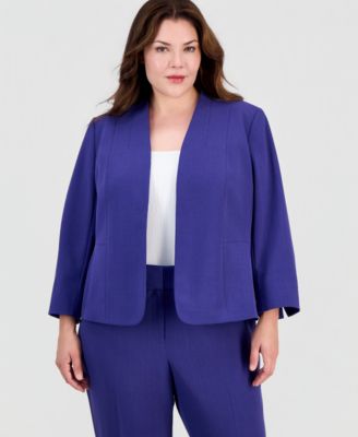 Plus Size Open-Front 3/4-Sleeve Cardigan