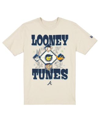 Men's and Women's Cream Atlanta Braves Looney Tunes T-Shirt