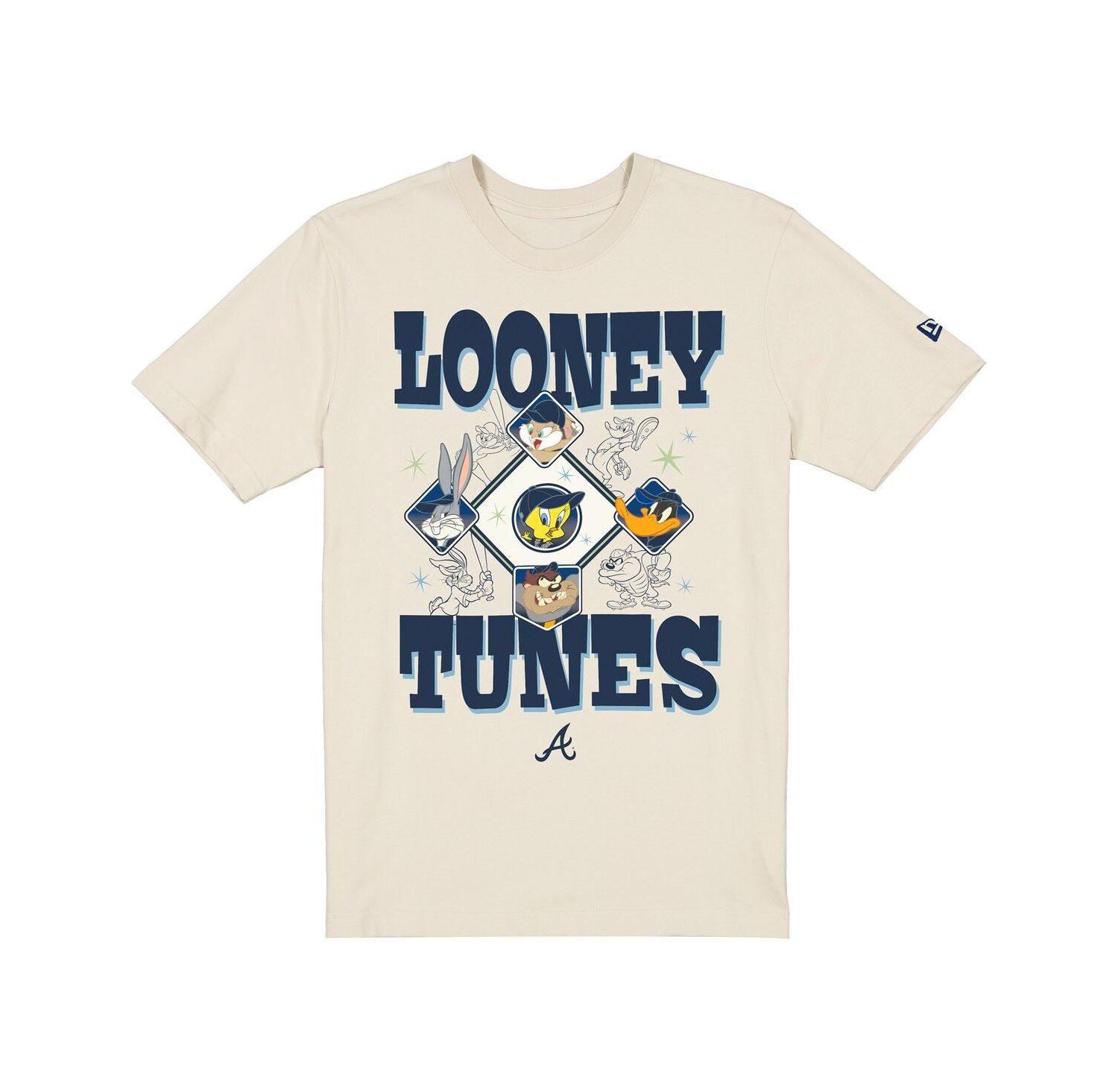 Men's and Women's Cream Atlanta Braves Looney Tunes T-Shirt