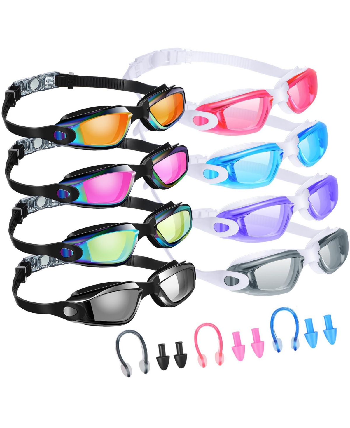 Gnuadz 8pc Swim Goggles Anti Fog Silicone Ear Plug Nose Clip