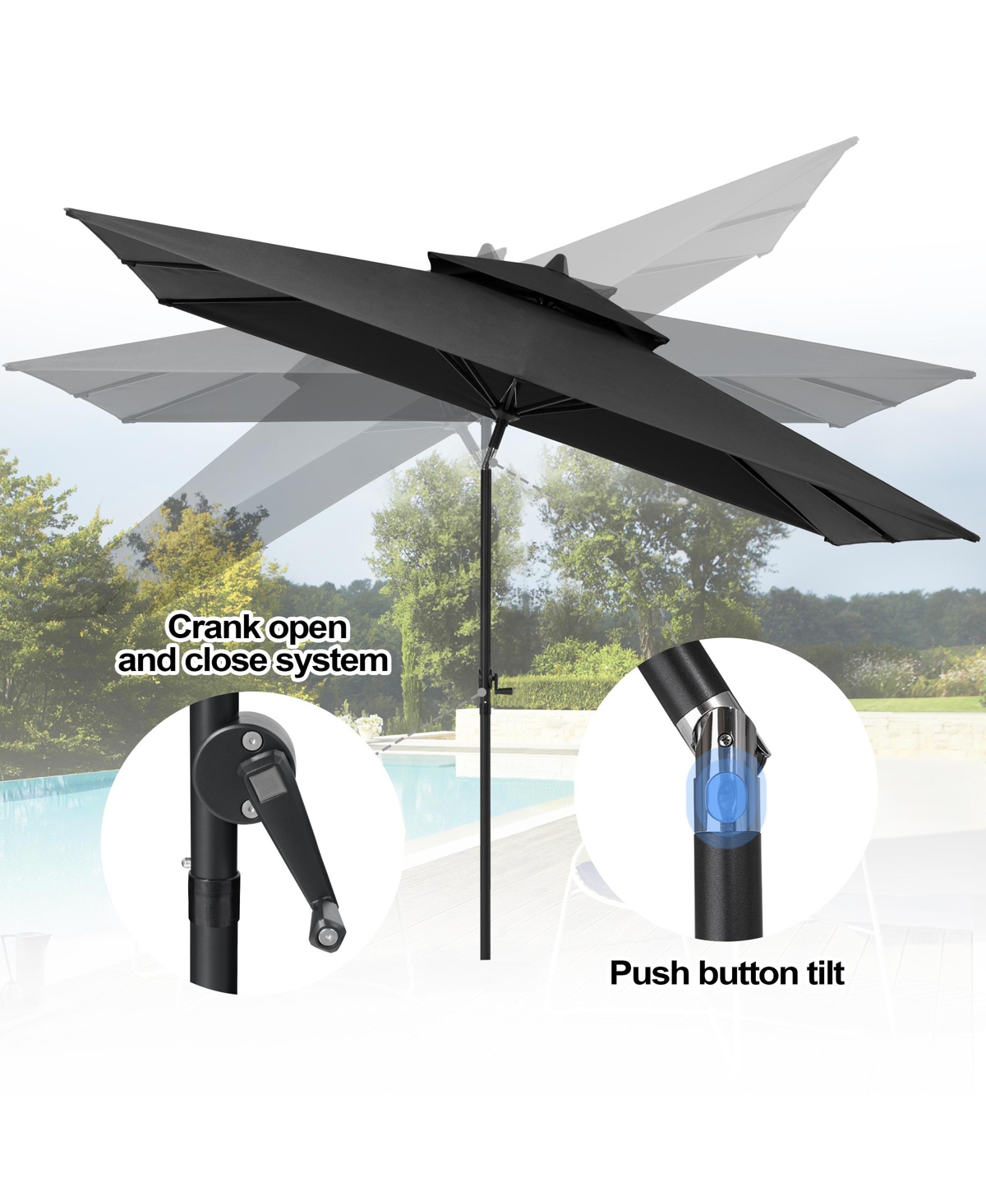 Pellebant Outdoor Patio 10 x 6.5 Ft Market Umbrella with Double Top
