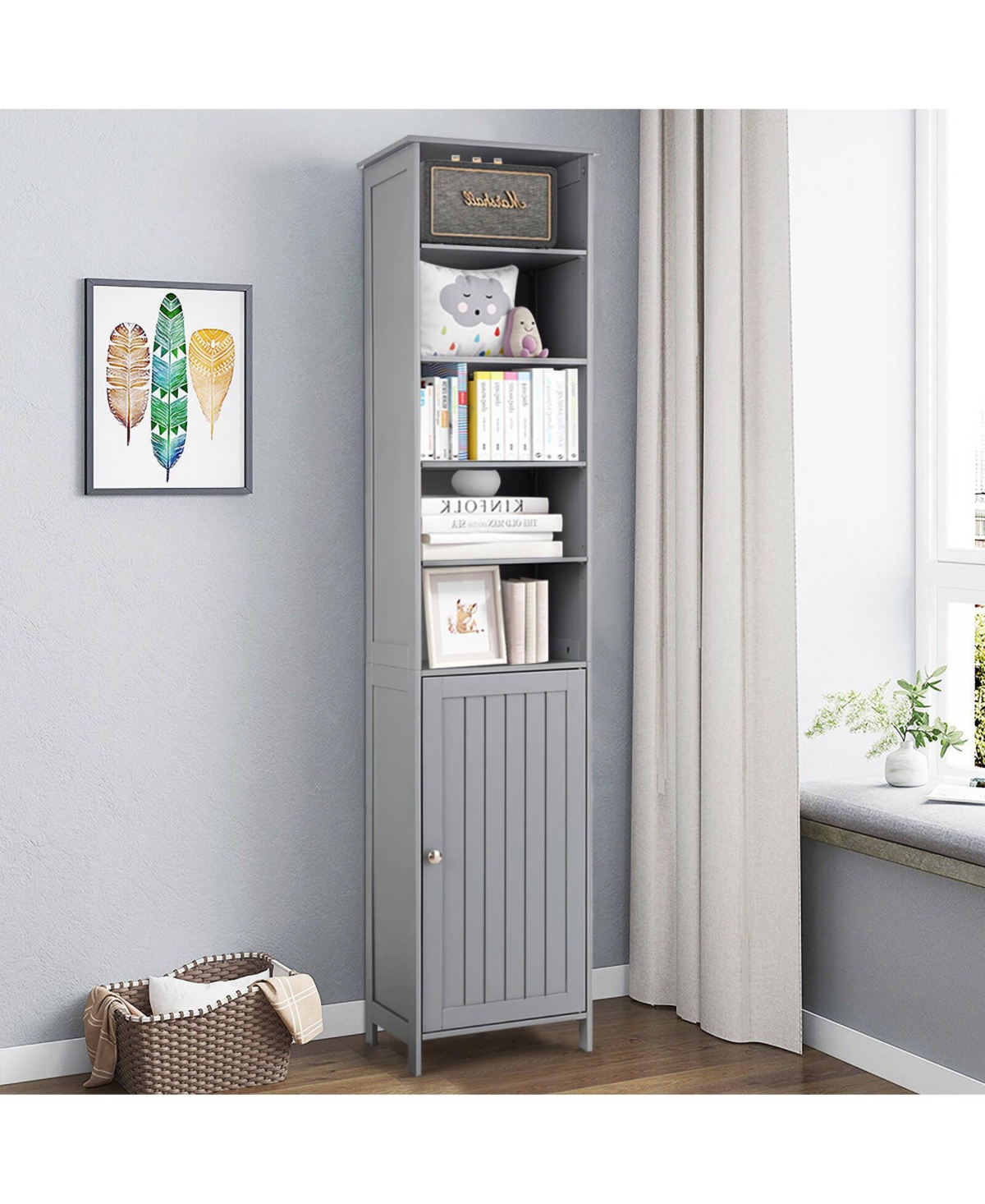 sumyeg 72 Inch Freestanding Tall Bathroom Floor Storage Cabinet