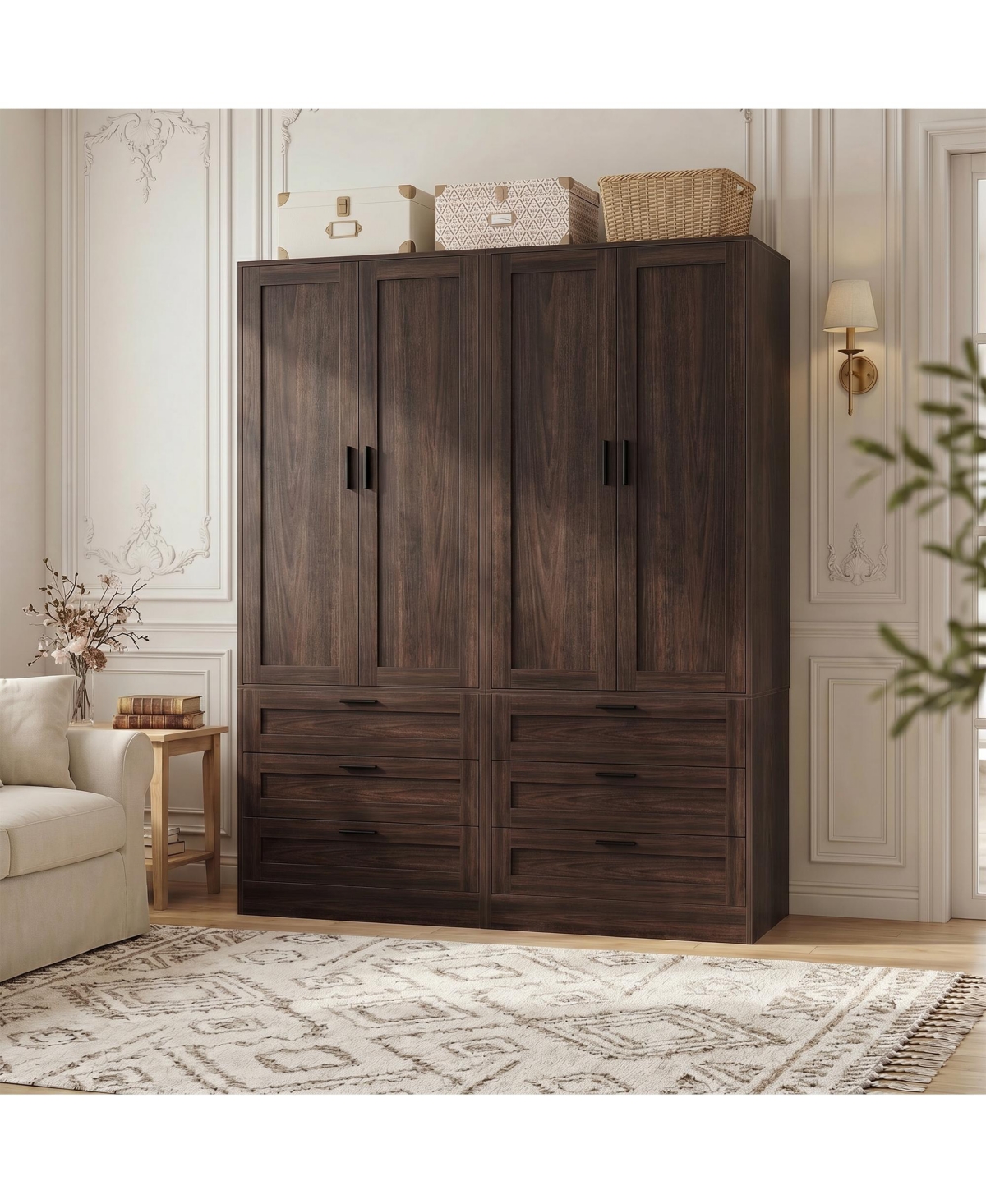 Aheaplus Closet Cabinet with 3 Drawers, Organizer Door