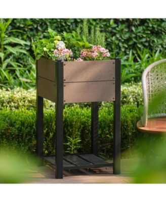 19" x 33" HDPE Raised Garden Bed with Legs and Shelf, All-Weather Elevated Planter for Herbs, Vegetables, Patio and Balcony