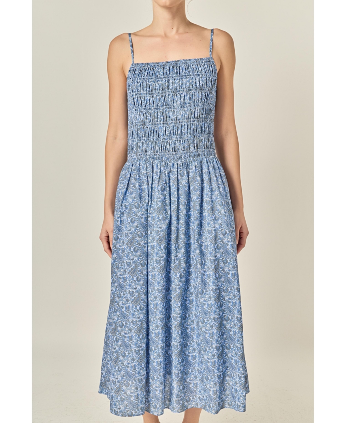 English Factory Women's Checked Smocked Midi Dress