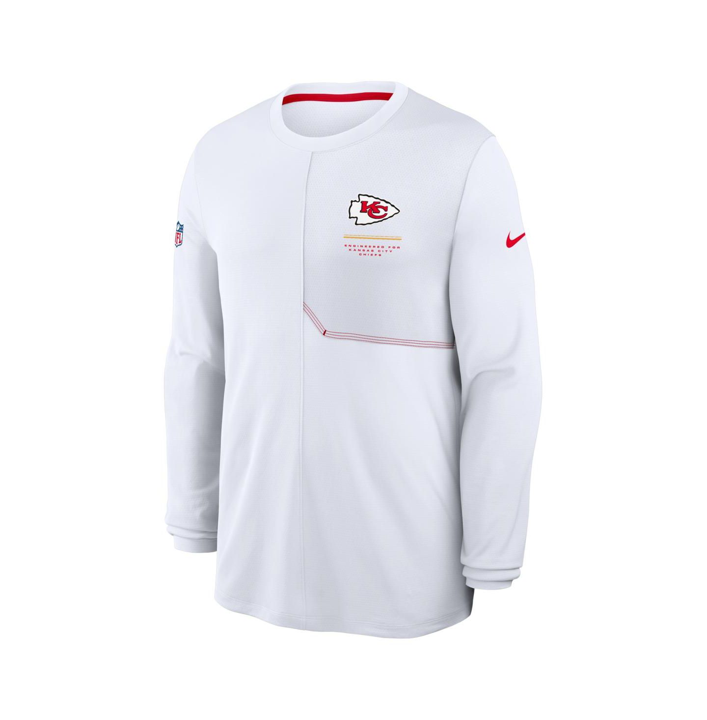 Мужская футболка Nike White Kansas City Chiefs Sideline Coaches UV Dri-FIT Long Sleeve — фото 2