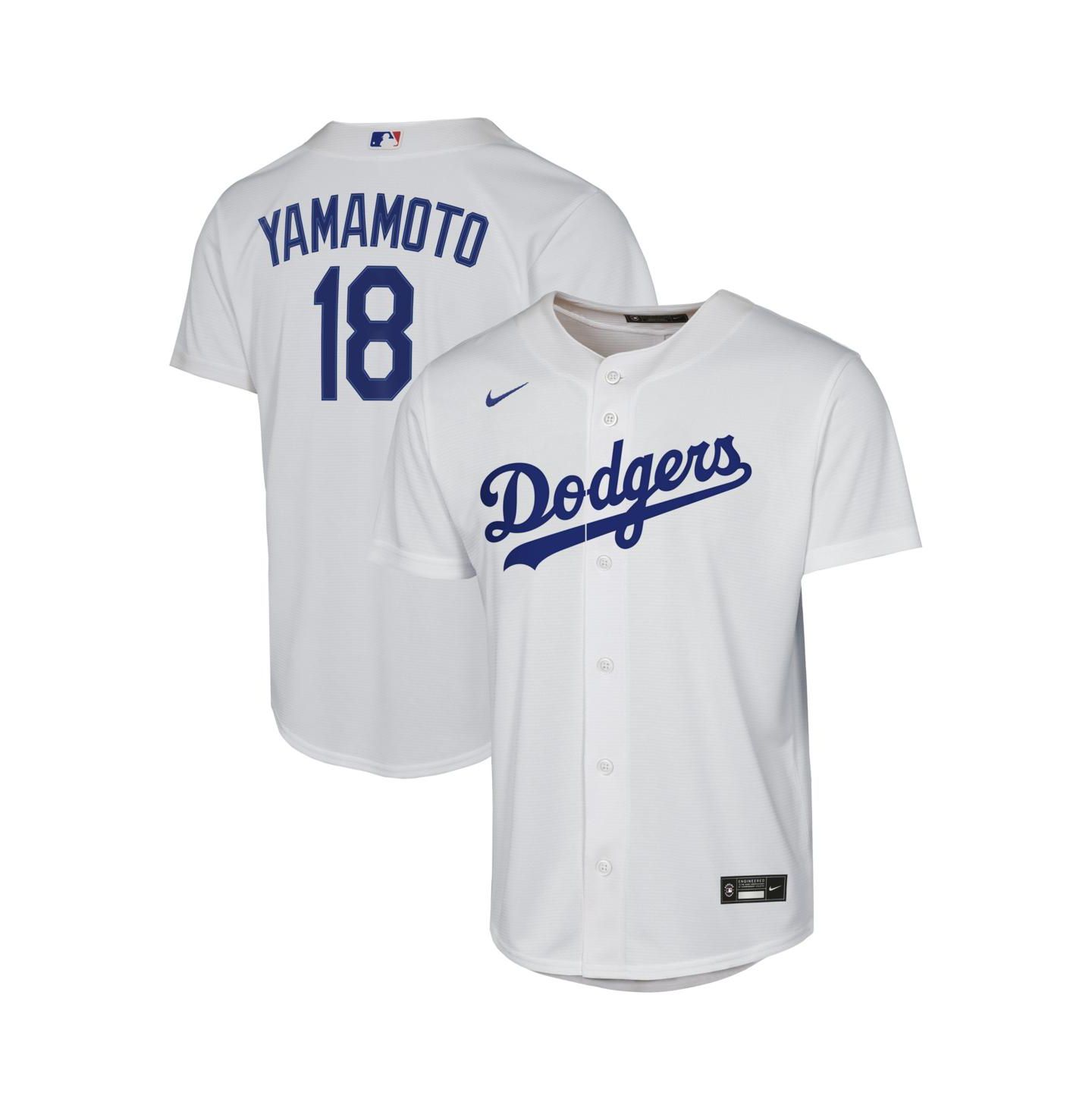 Детское джерси Nike Yoshinobu Yamamoto Los Angeles Dodgers Baseline, White — фото 1