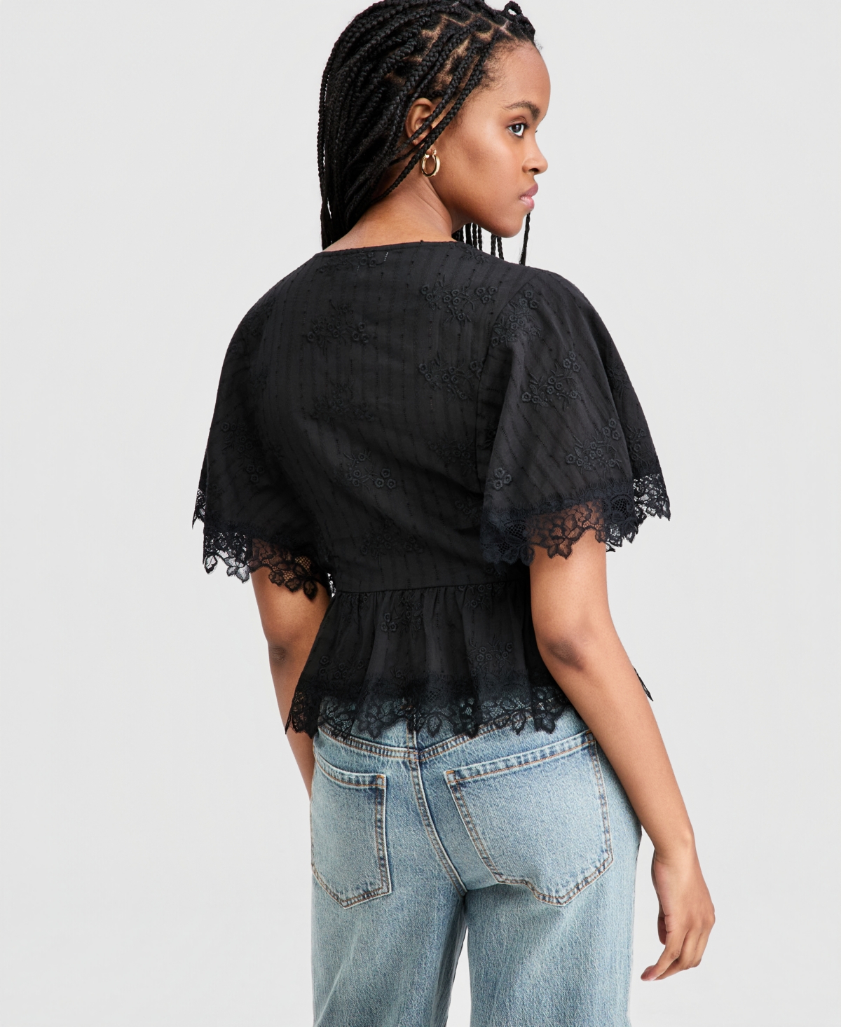 And Now This Women's Lace-Trim Peplum Top, Macy's Exclusive