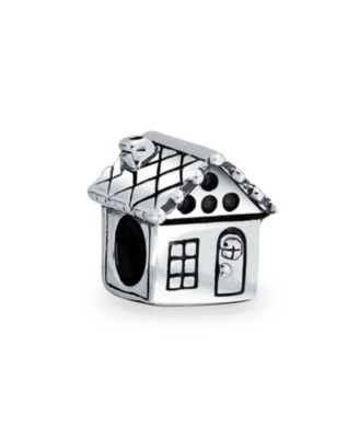 New Homeowner House Charm Bead Oxidized .925 Sterling Silver Fits European Bracelet