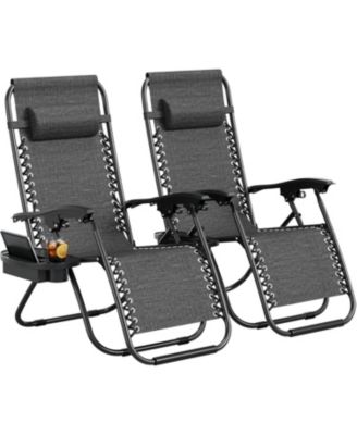 Set of 2 Patio Lounge Chair, Folding Portable Camping Chair for Yard, Garden