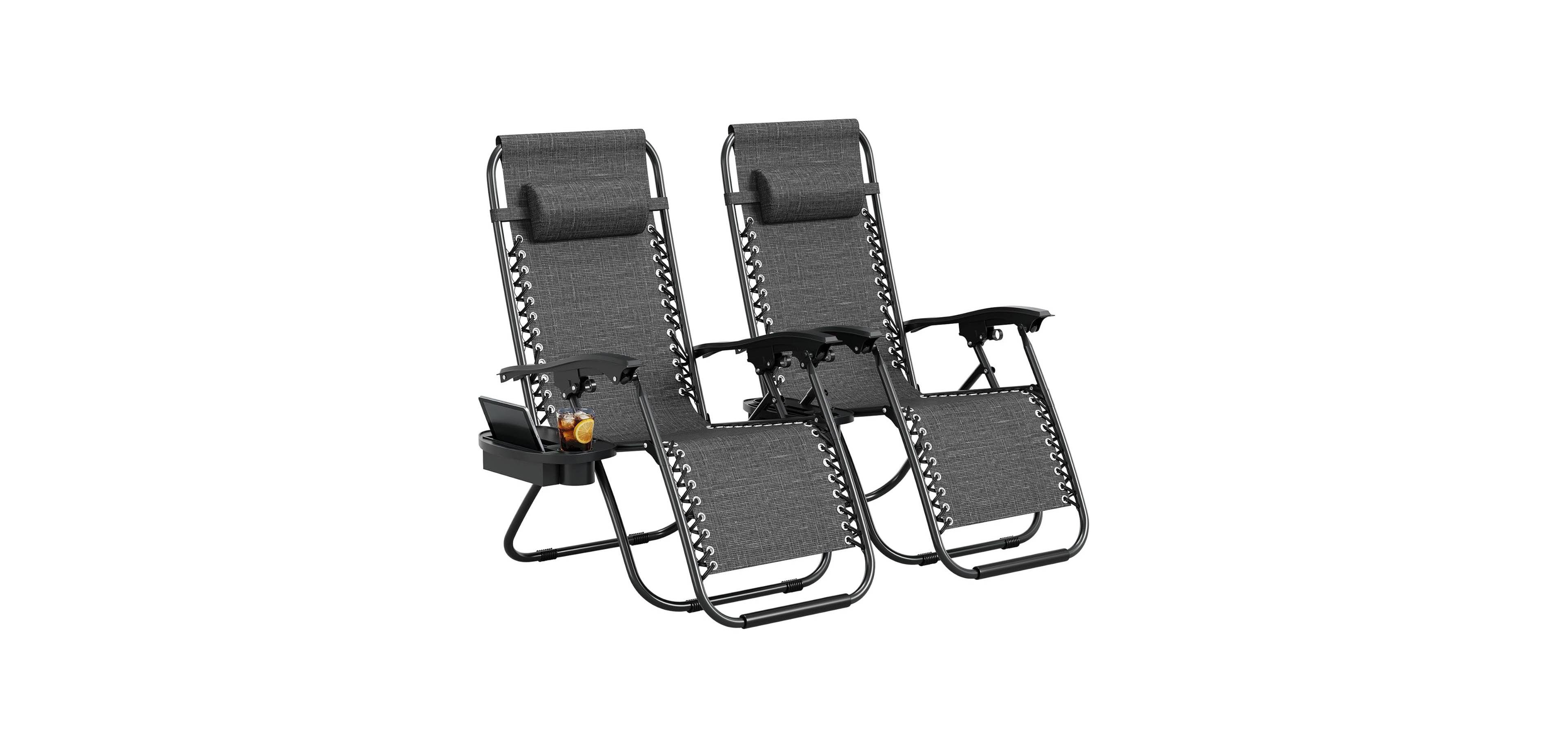 gaomon Set of 2 Patio Lounge Chair, Folding Portable Camping Chair for Yard