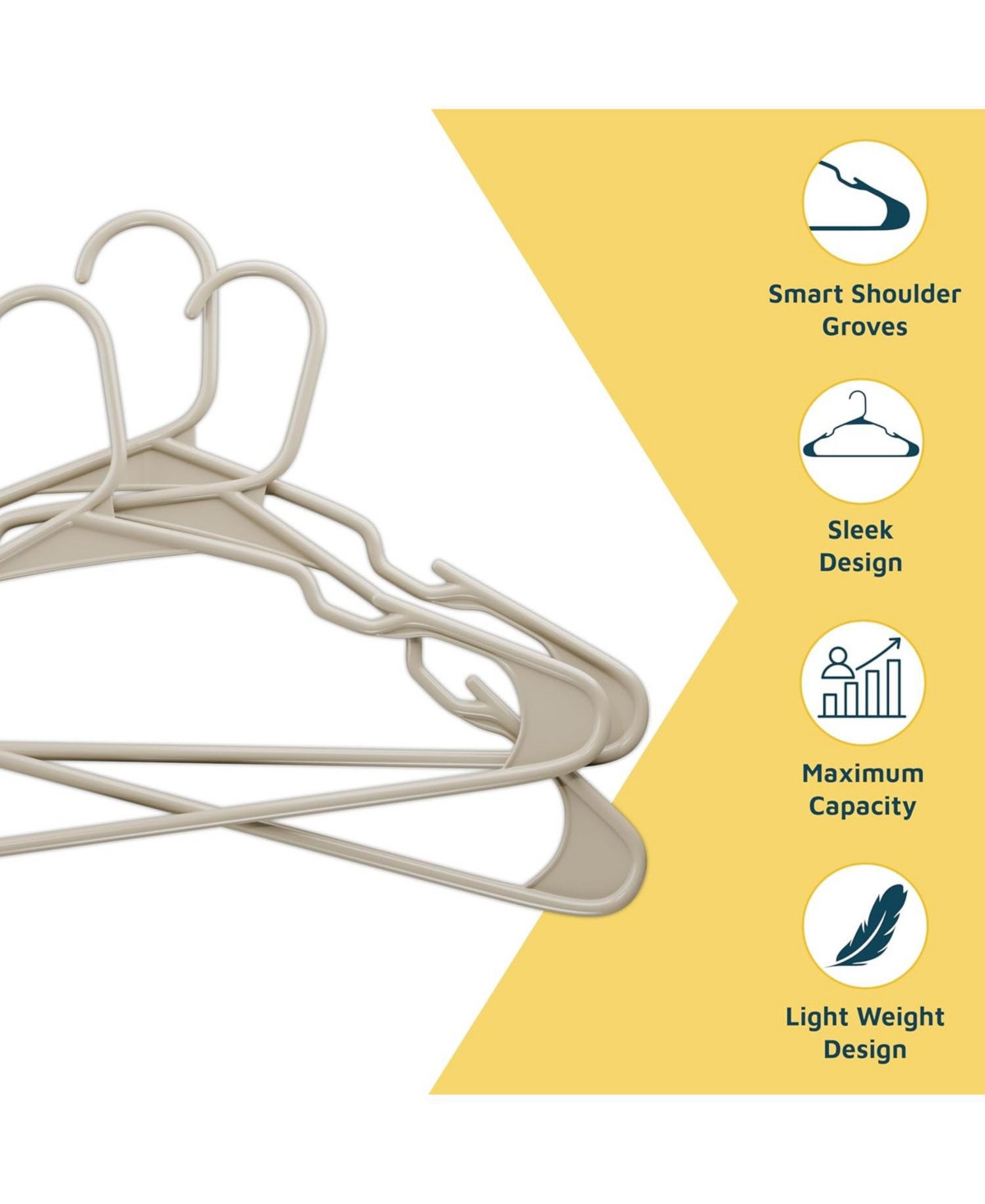Lifemaster heavy-duty plastic hangers with non-slip grooves and space-saving design hold 5 Pounds and are ideal for clothes and dresses Pack of
