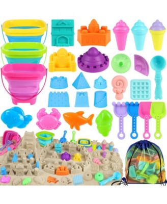 Collapsible Beach Toys Foldable Buckets Shovels Sand Castle Kit