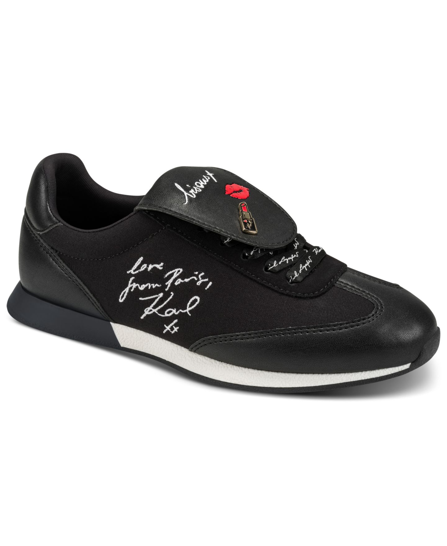 Женские кроссовки KARL LAGERFELD PARIS Midwood Lace-Up, цвет: Чёрный гладкий — фото 1