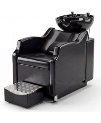 Shampoo Bowl and Chair Set, Hair Wash Station with ABS Shampoo Bowl Sink and Footrest, Load Weight 450 Lbs for Hair Stylist Barbershop