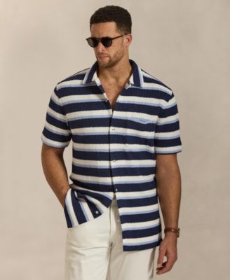 Men's Big & Tall Short-Sleeve Striped Camp Shirt