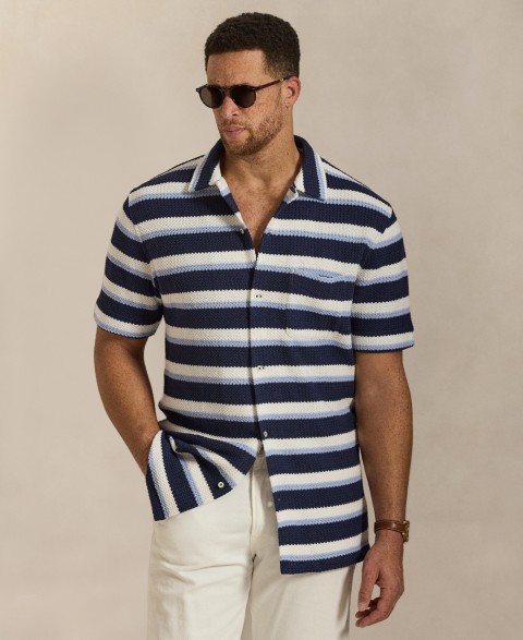 Мужские Polo Ralph Lauren Men's Big & Tall Short-Sleeve Striped Camp Shirt