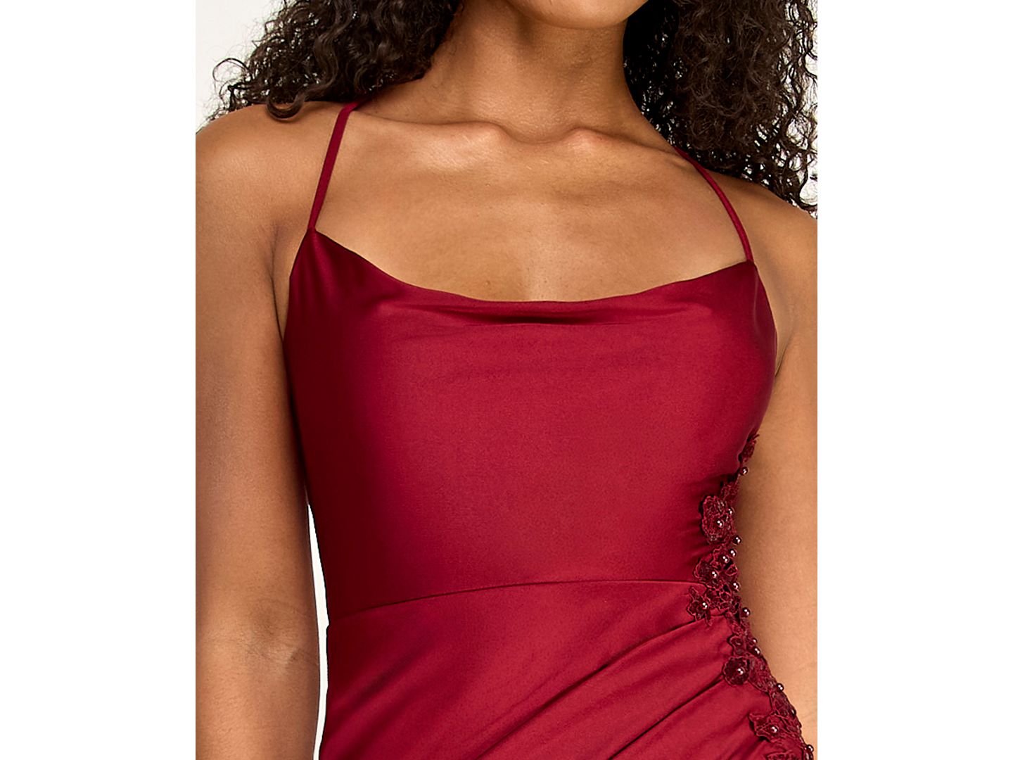 Женское платье SENI & CADE Juniors' Cowl Neck Wrap Front Midi, цвет: Винный — фото 4