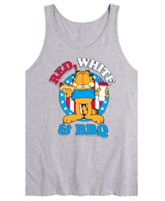 Men's Garfield Red White And BBQ Sleeveless Graphic Tank Top